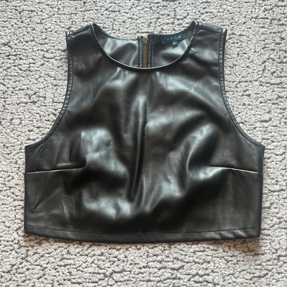 KIRIOUS Black Leather Top - Picture 1 of 10